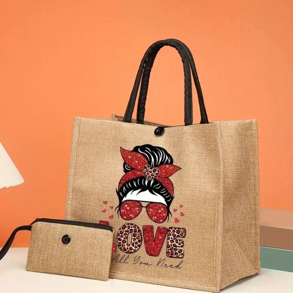 Print Tote Bag Beach Bag 2 Pc